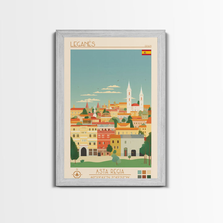 Leganés Spain Travel Poster Framed Canvas Print, Vintage Style, Pop Art Home Decor, Scenic Wall Art, Bedroom Decoration, Office Gift