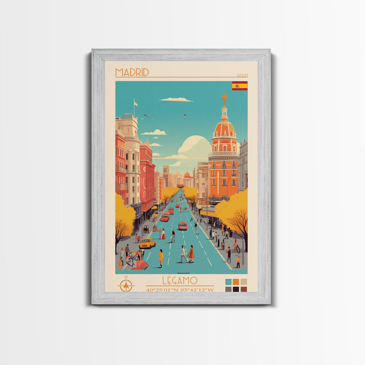 Madrid Spain Travel Poster Framed Canvas Print, Vintage Style, Pop Art Home Decor, Scenic Wall Art, Bedroom Decoration, Office Gift