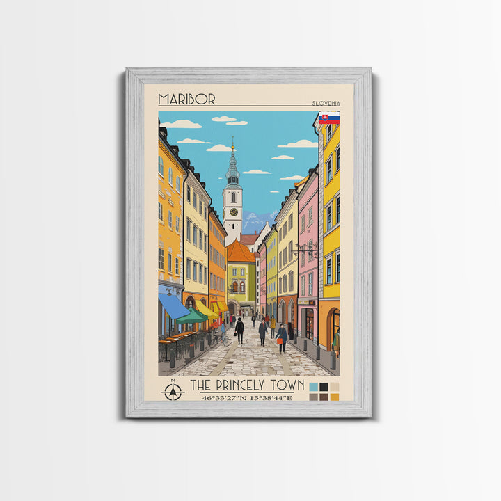 Maribor Slovenia Travel Poster Framed Canvas Print, Vintage Style, Pop Art Home Decor, Scenic Wall Art, Bedroom Decoration, Office Gift
