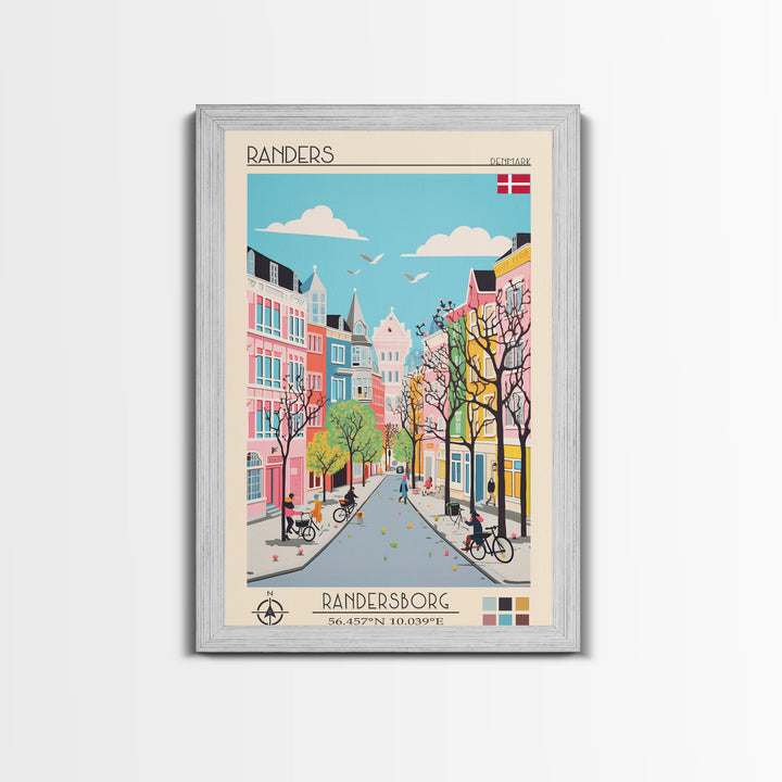 Randers Denmark Travel Poster Framed Canvas Print, Vintage Style, Pop Art Home Decor, Scenic Wall Art, Bedroom Decoration, Office Gift