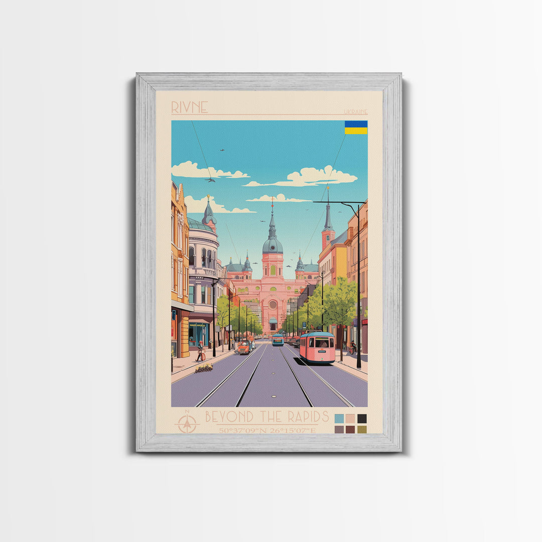 Rivne Ukraine Travel Poster Framed Canvas Print, Vintage Style, Pop Art Home Decor, Scenic Wall Art, Bedroom Decoration, Office Gift