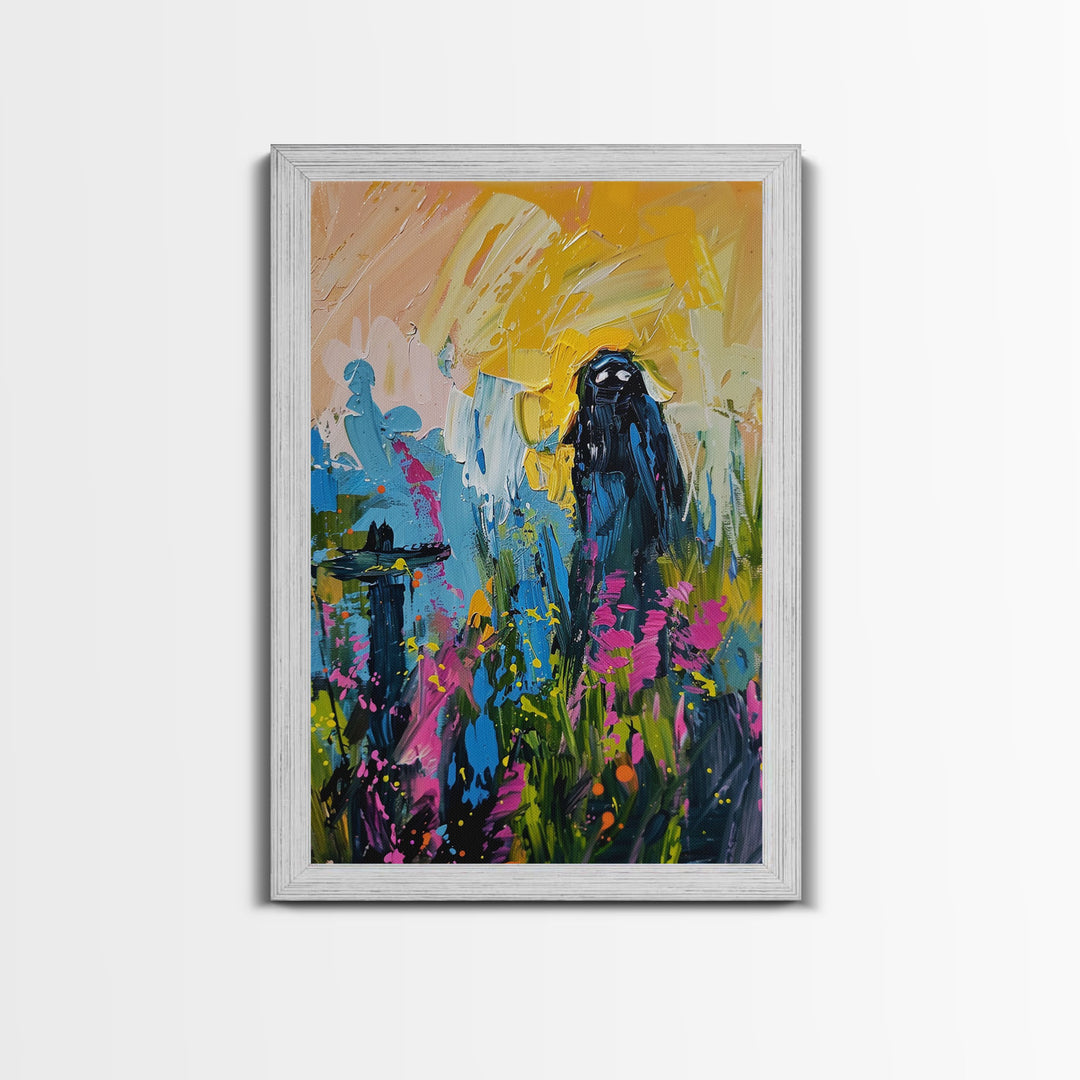 Halloween Ghost Bride Framed Canvas Print, Unique Spooky Decor, Living Room Art, Whimsical Ghostly Home Decoration, Retro Style Wall Art