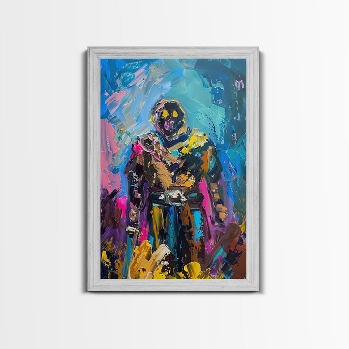 Colorful Abstract Skeleton Warrior - Unique Skeleton Art - Halloween Skeleton Print - Spooky Warrior Skeleton Decor