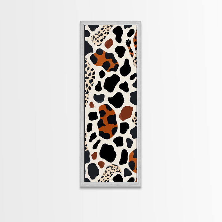 Retro Cheetah Print Wall Art Framed Canvas Print, MCM Style Art, Retro 70s Style Decor, Wood Frame Wall Art, Vintage Inspired Decor