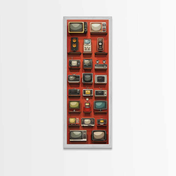 Retro Televions Framed Canvas Print, Retro Decor, Man Cave Art, Gift For Him