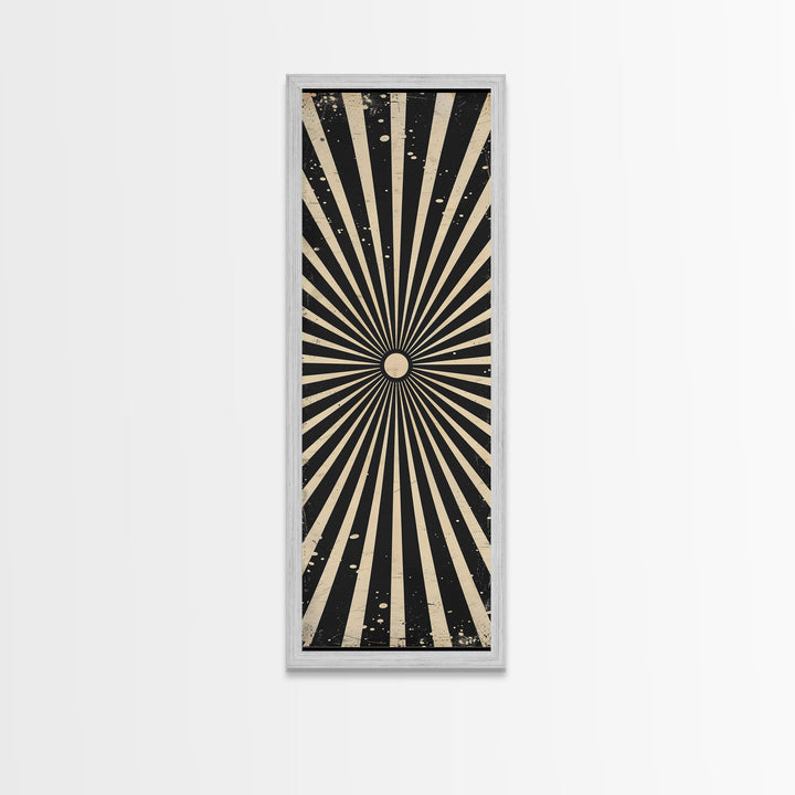Black and White Sun Burst Art Deco Inspired Framed Canvas Print, Wall Art, Office or Mancave Wall Art