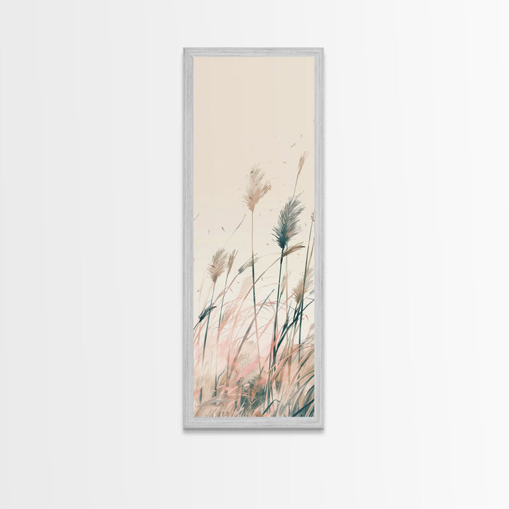 Autumn Forest Scene Pine Trees Giant Sun Skinny Art Tall Art Framed Canvas Print Japanese Style Art Ukiyo-e Art Wood Block Print Scenic