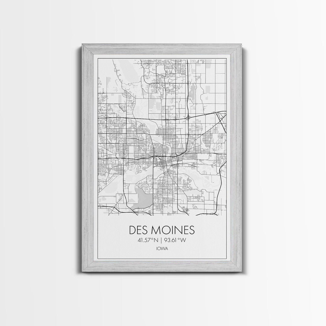 Des Moines Street Map, Iowa Map, City Map Art, Minimalist Art, Wall Art, Canvas Print, Girlfriend Gift, Travel Wall Art, Dorm Room Art