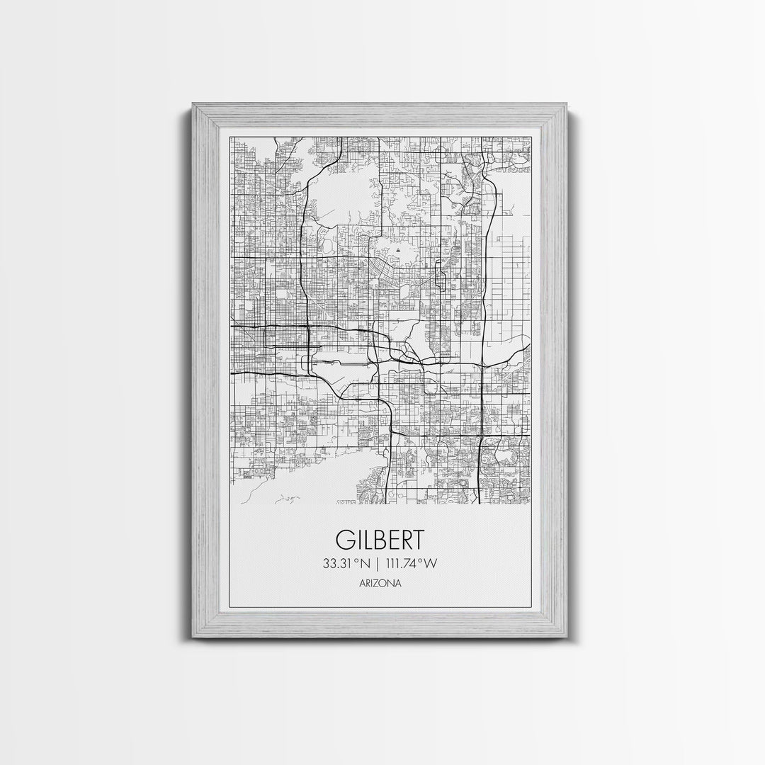 Gilbert Street Map, Arizona Map, City Map Art, Minimalist Art, Wall Art, Canvas Print, Black And White Map, Man Cave Art, Travel Wall Art