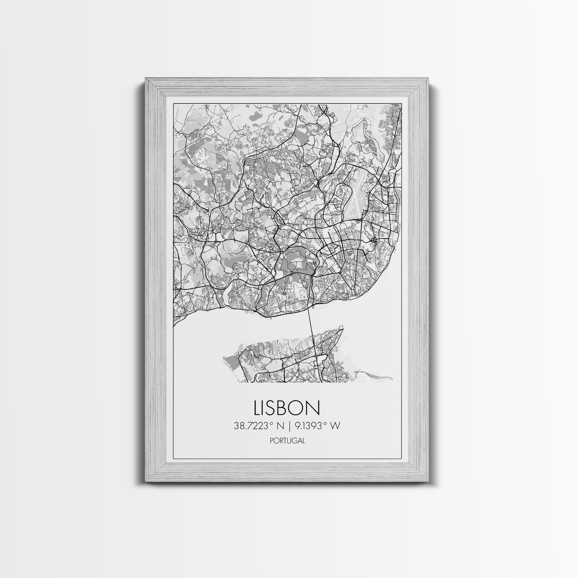 Lisbon Street Map, Portugal Map, City Map Art, Modern Wall Art, Wall Art, Canvas Print, Travel Décor, Above Bed Art, Gift For Couples