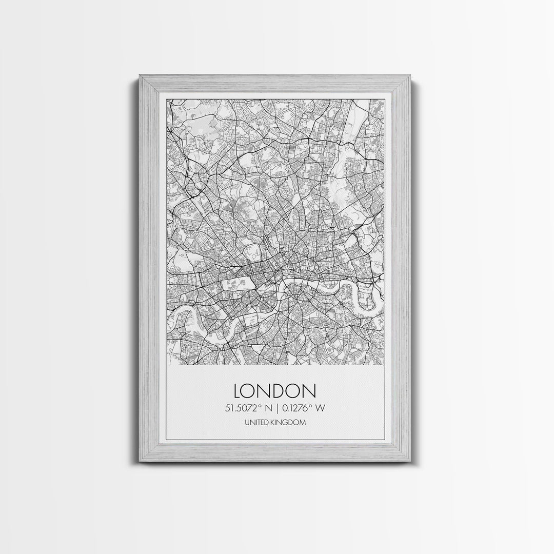 London Street Map, United Kingdom Map, City Map Art, Modern Wall Art, Wall Art, Canvas Print, Travel Art, Home Wall Décor, Bon Voyage Gift