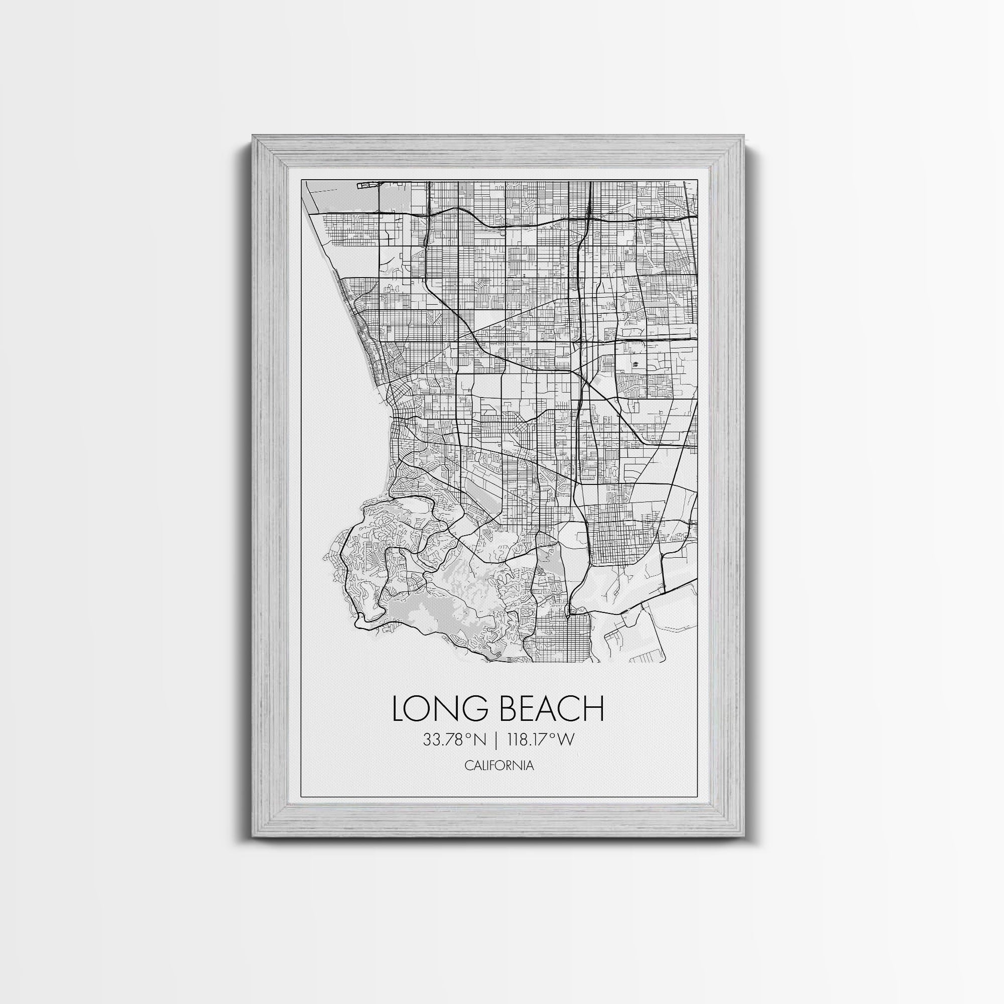 Long Beach Street Map, California Map, City Map Art, Modern Art, Wall Art, Canvas Print, Adventure Wall Art, Home Office Art, Gift For Him