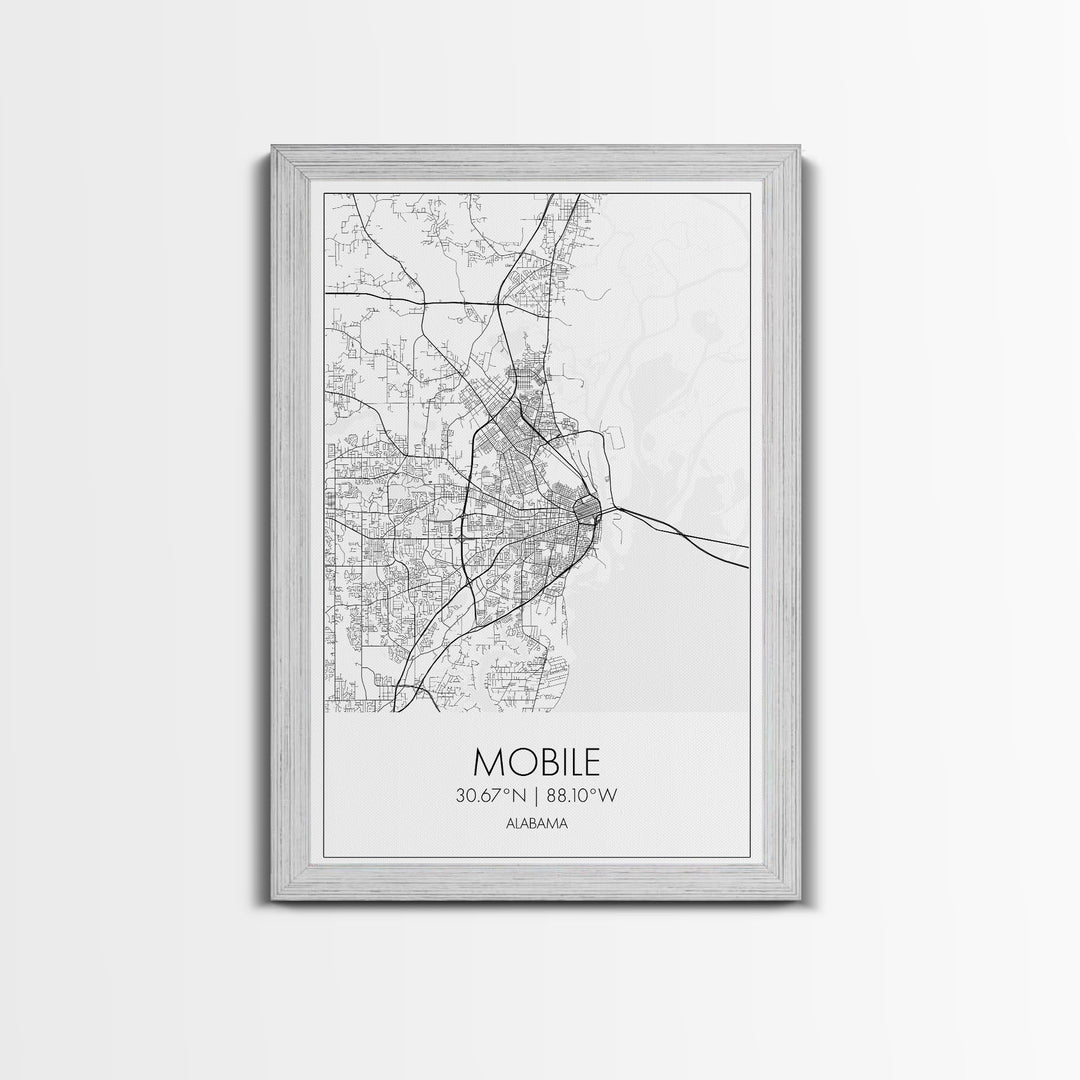 Mobile Street Map, Alabama Map, City Map Art, Modern Art, Wall Art, Canvas Print, Farmhouse Bedroom Art, Mother In Law Gift, Travel Art
