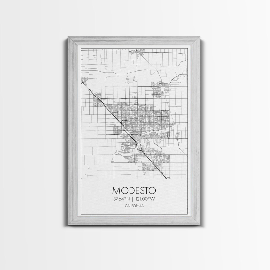 Modesto Street Map, California Map, City Map Art, Modern Art, Wall Art, Canvas Print, Home Décor Wall Art, Friendship Gift, Travel Wall Art