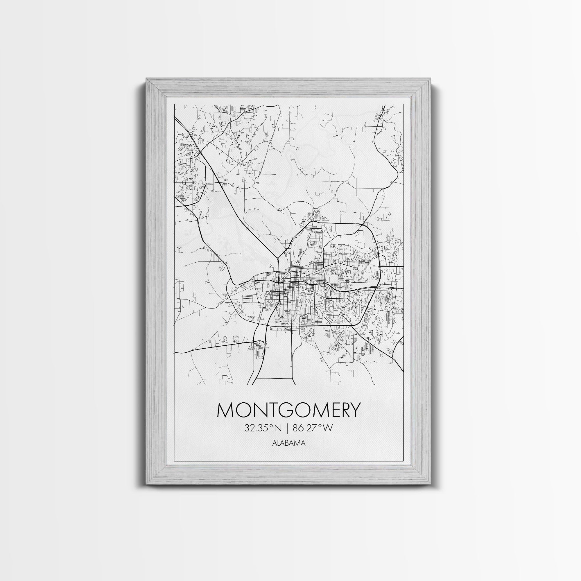 Montgomery Street Map, Alabama Map, City Map Art, Modern Art, Wall Art, Canvas Print, Bedroom Print, Family Gift, Travel Wall Décor