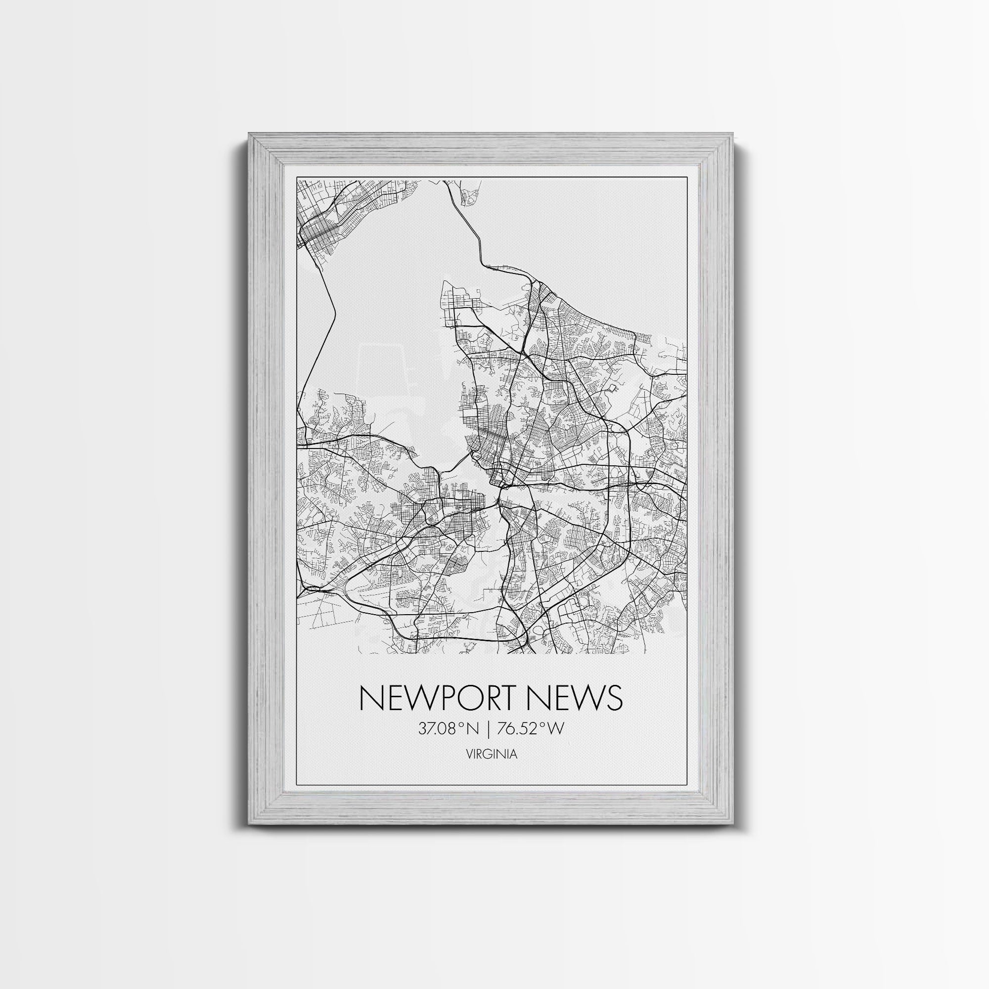 Newport News Street Map, Virginia Map, City Map Art, Modern Art, Wall Art, Canvas Print, Home Wall Décor, Girl Graduation Gift, Travel Art