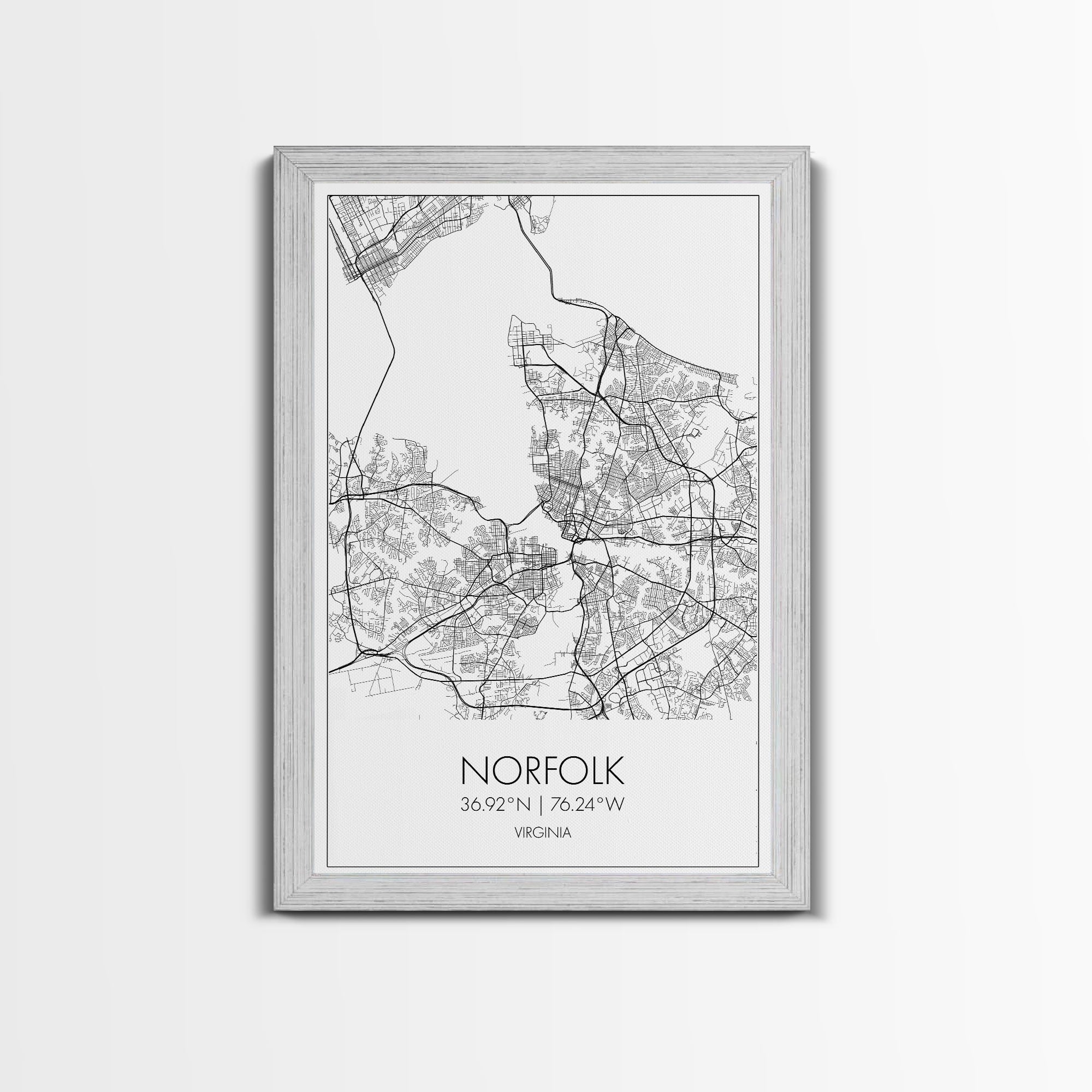 Norfolk Street Map, Virginia Map, City Map Art, Modern Art, Wall Art, Canvas Print, Bedroom Décor, College Student Gift, Travel Print