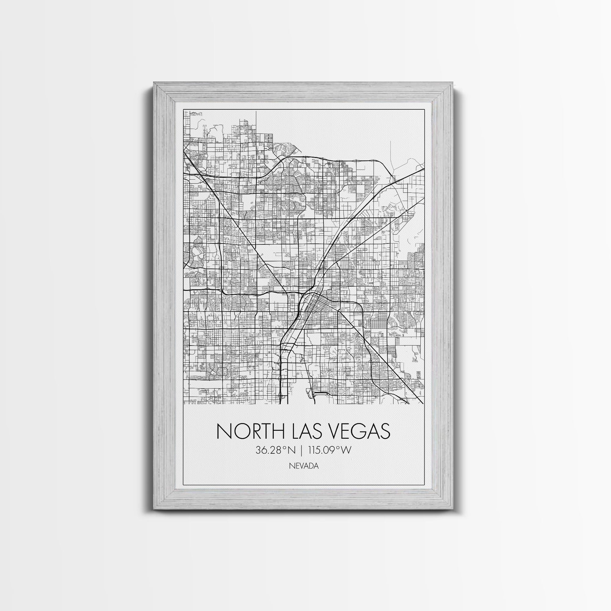 North Las Vegas Street Map, Nevada Map, City Map Art, Modern Art, Wall Art, Canvas Print, Wall Décor Bedroom, Honeymoon Gift,  Travel Art