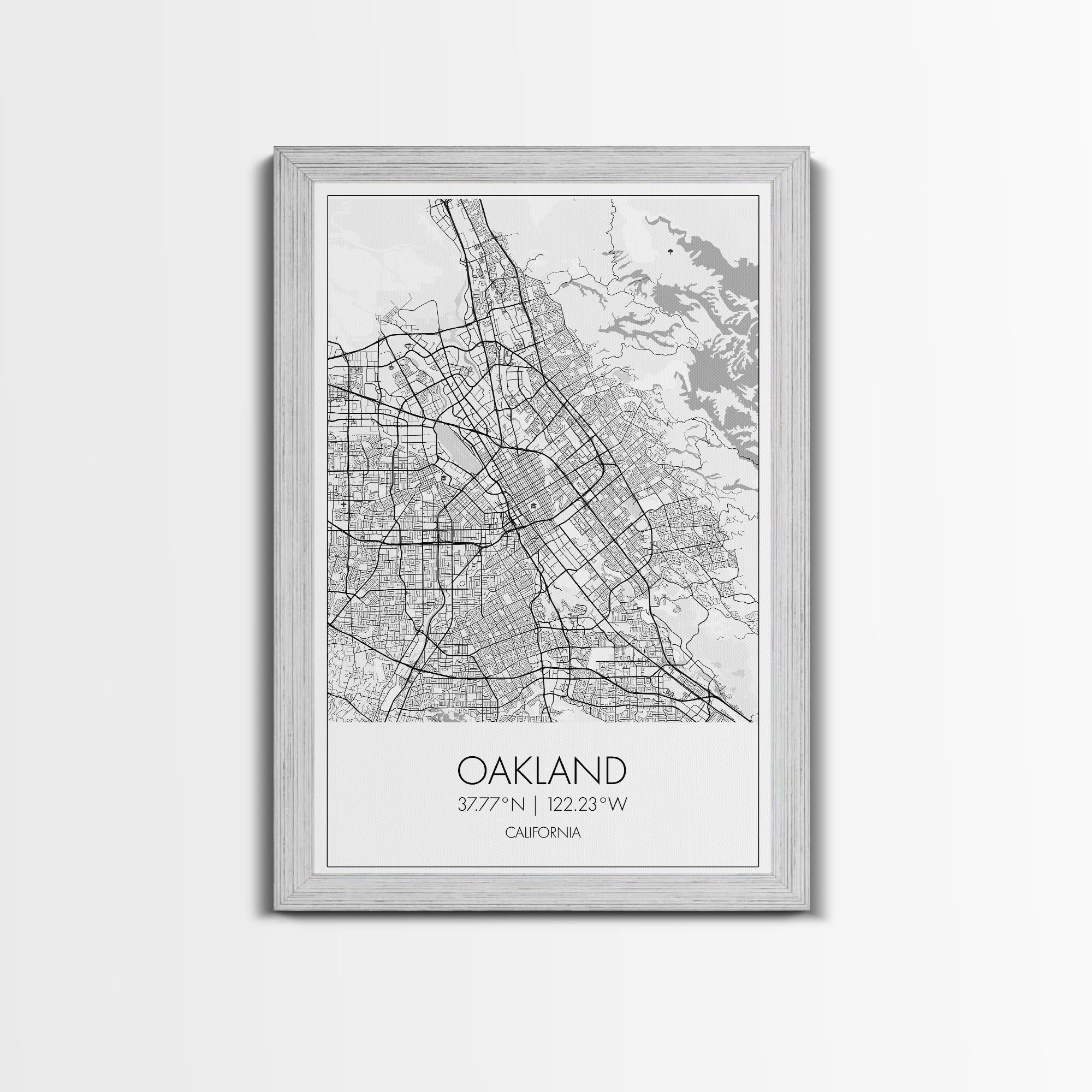 Oakland Street Map, California Map, City Map Art, Modern Art, Wall Art, Canvas Print, Living Room Art, Gift For Her, Adventure Wall Art