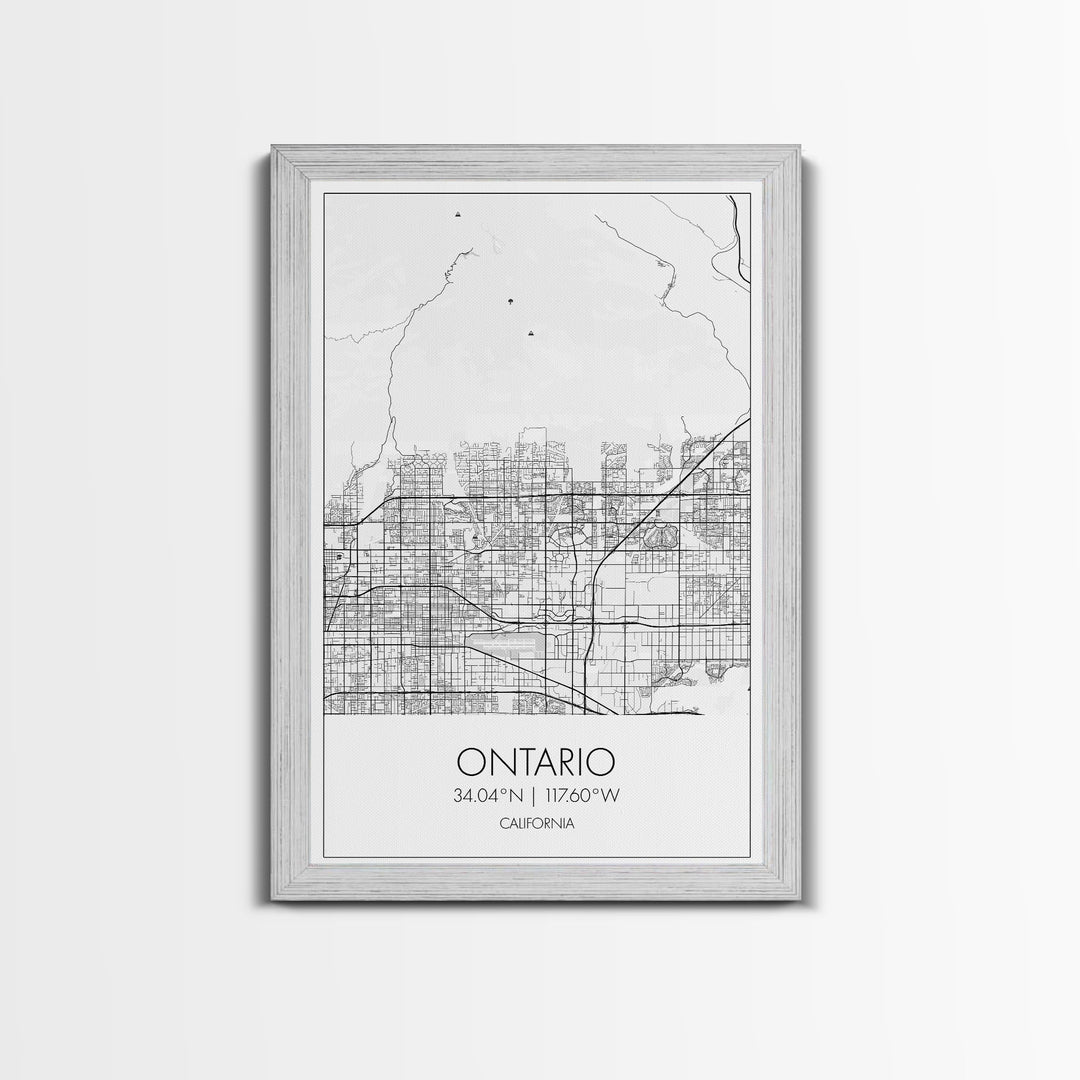Ontario Street Map, California Map, City Map Art, Modern Art, Wall Art, Canvas Print, Bedroom Prints, Birthday Gift, Travel Wall Décor