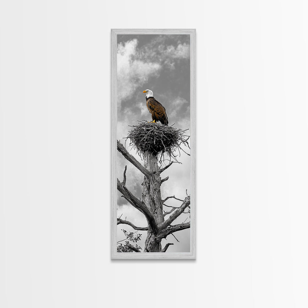 Majestic Eagle Wall Art Framed Canvas Print | Rustic Decor | Wildlife Nature Painting | Above Couch Art | Moody Art | Gift Idea