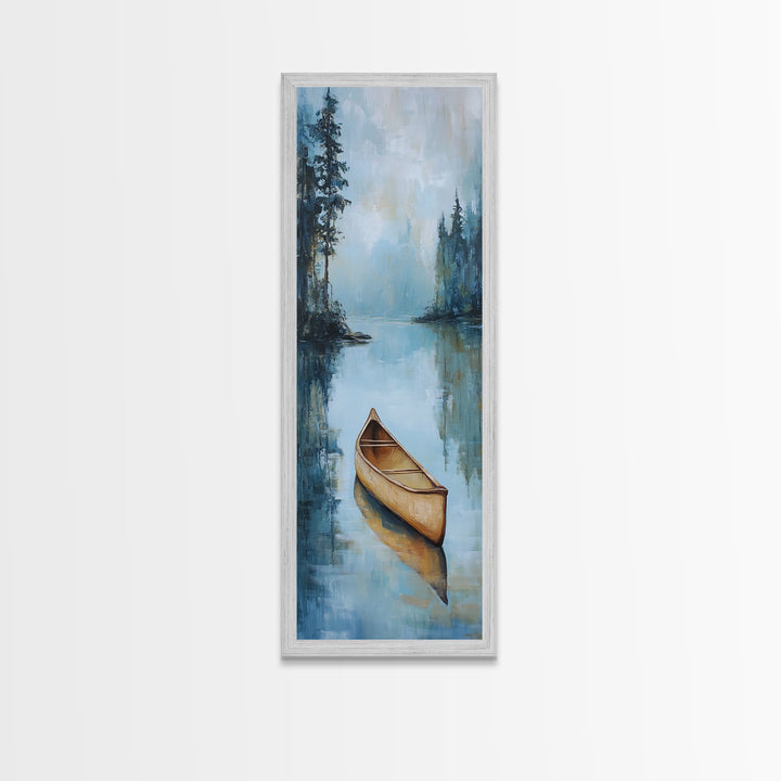 Canoe Painting Framed Canvas Print Lake Tahoe Art Nautical Wall Art Coastal Decor Rustic Art Above Sofa Art Extra Wide Art