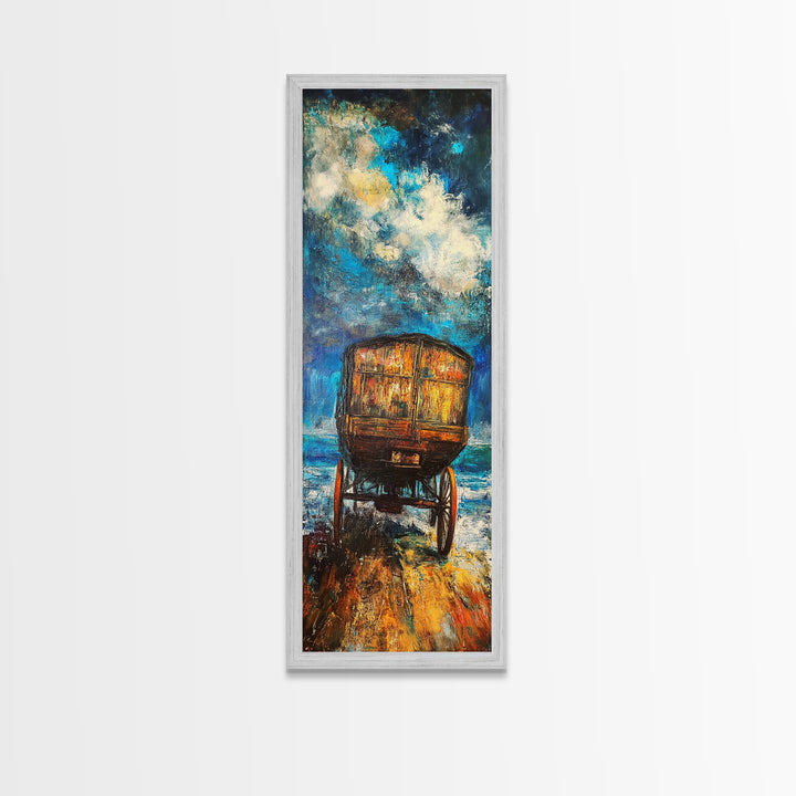 Western Wagon Abstract Canvas Print Rustic Wall Art Farmhouse Art Southwest Landscape Painting Moody Art
