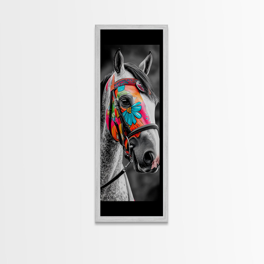 Painted Horse Portrait Framed Canvas Print | Horse Wall Art | Rustic Western Decor | Moody Art | Farmhouse Wall Art | Gift Idea