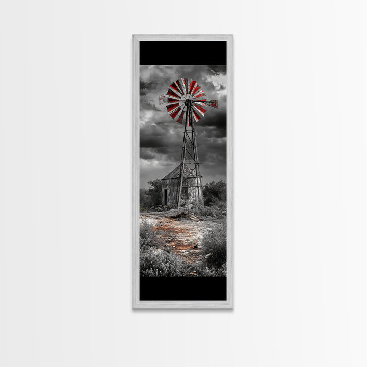 Western Windmill Art, Canvas Print, rustic décor, windmill wall art, farmhouse art, extra wide art, Joshua tree art, southwest wall art