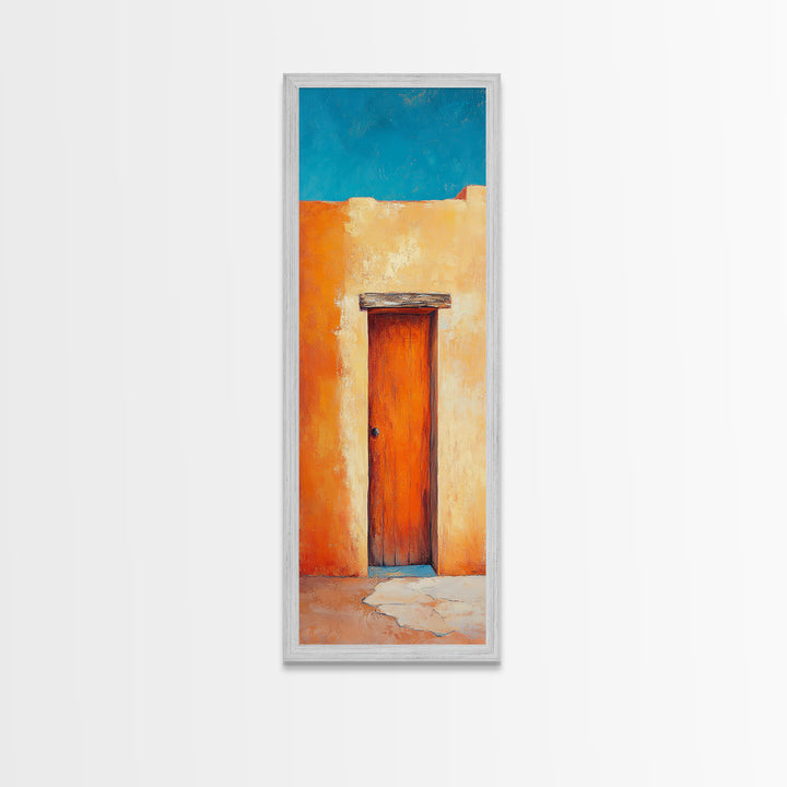 Desert Sunset Door Canvas Print Rustic Southwest Wall Art Warm Earth Tone Art Wabi Sabi Painting Living Room Wall Art