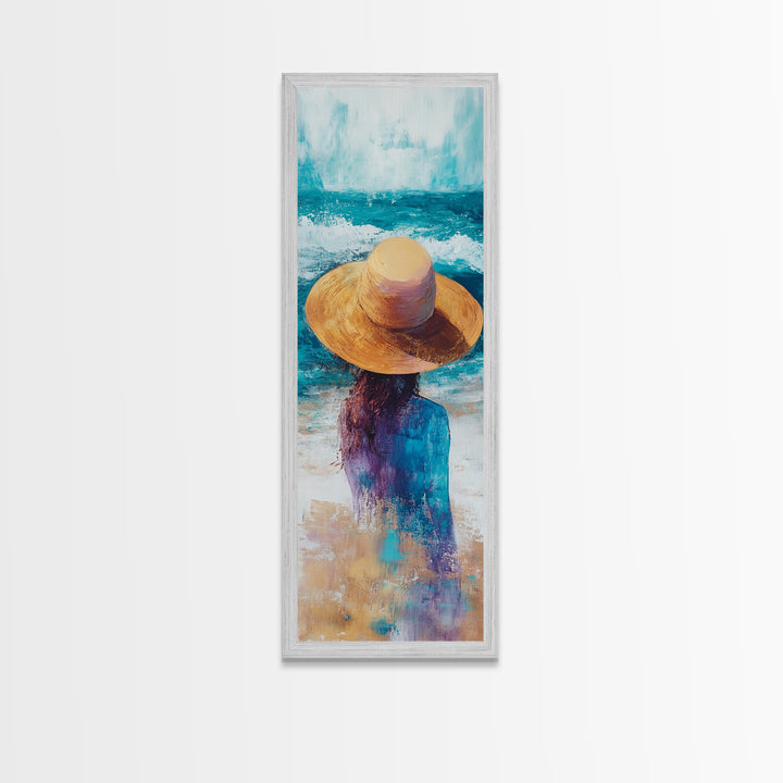 Ocean Breeze Coastal Cowgirl Wall Art Framed Canvas Print Coastal Decor Boho Art Nautical Painting Guest Room Art