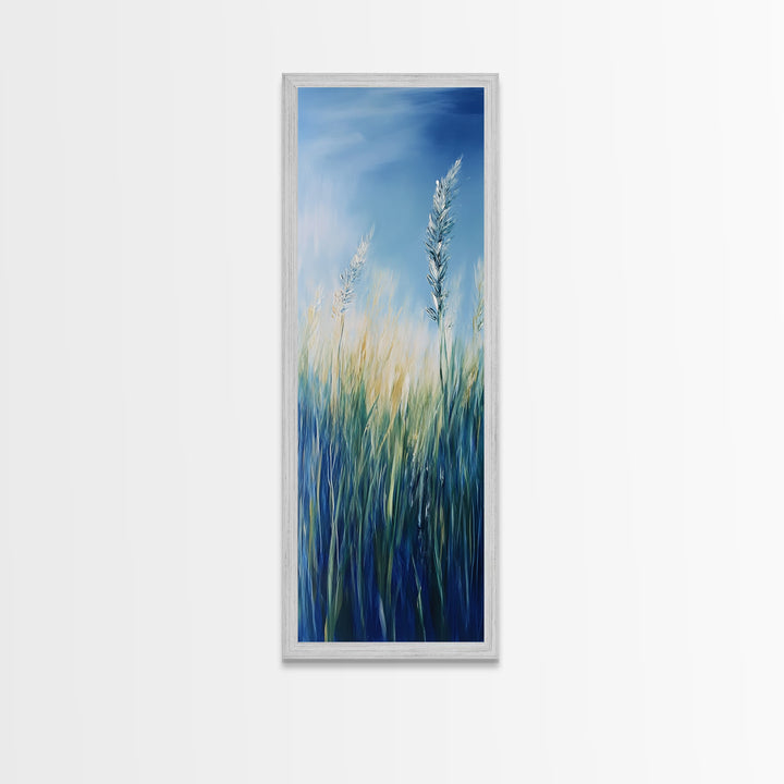Bluegrass Field Wildflower Painting Framed Canvas Print Rustic Art Vertical Wall Art Farmhouse Art Botanical Prints