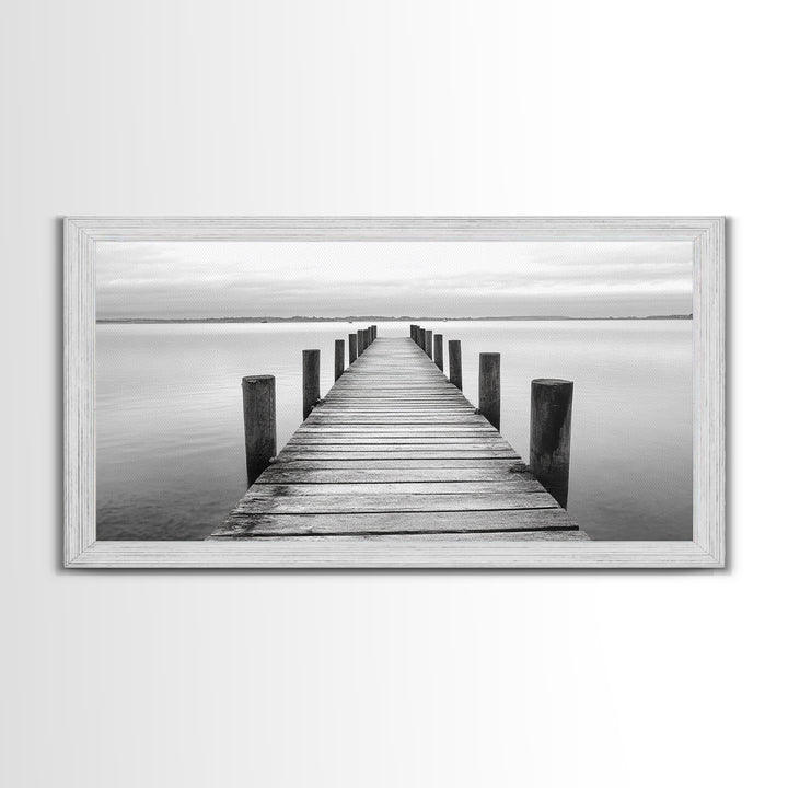 Dock, Nautical Wall Art, Extra Wide Art, Coastal Decor, Moody Art, Minimalist Art, Above Bed Wall Art, Framed Canvas Print