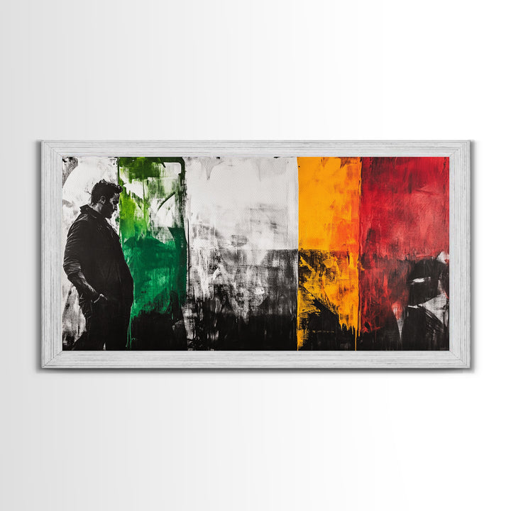 Abstract Portrait, moody art, dark romance painting, chicano art, black and white painting, modern wall decor, Framed Canvas Print