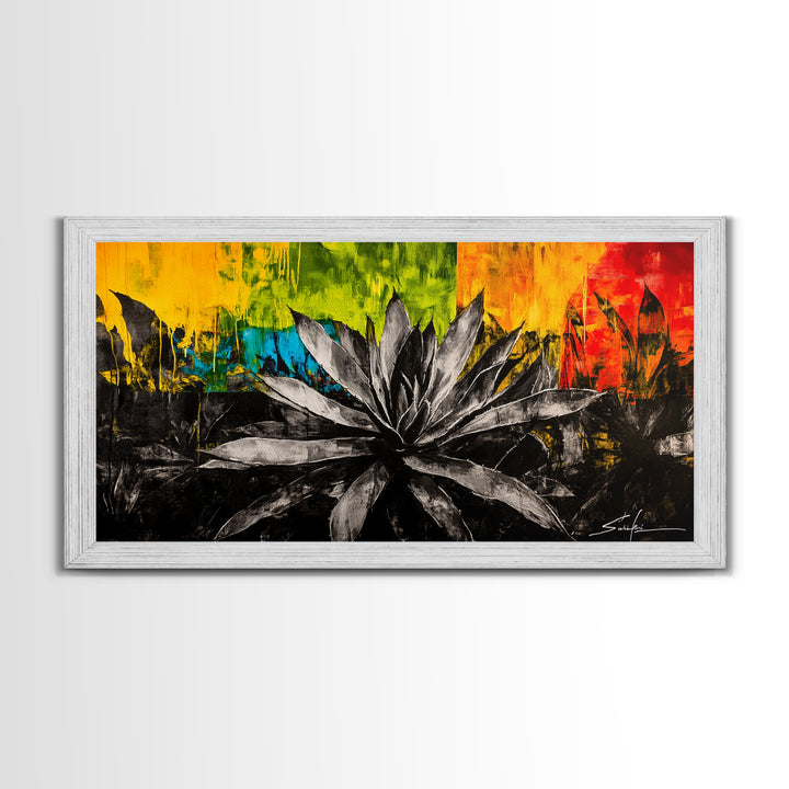 Agave Plant, southwest wall art, botanical prints, desert painting, abstract painting, extra wide art, framed canvas print, boho art