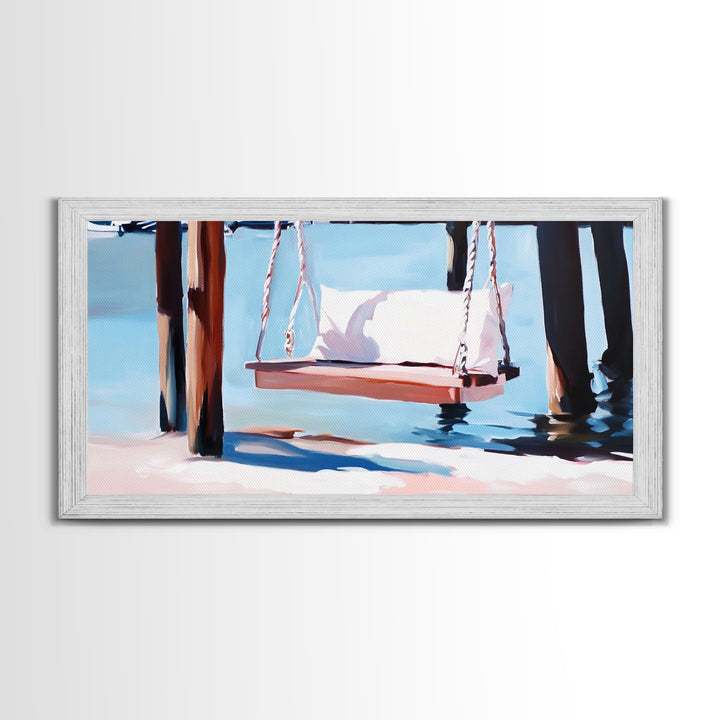 Coastal Swing Painting, Nautical Wall Art, Coastal Decor, Beach House Art, Panoramic Art, Canvas Print, Rustic Art, Guest Room Art