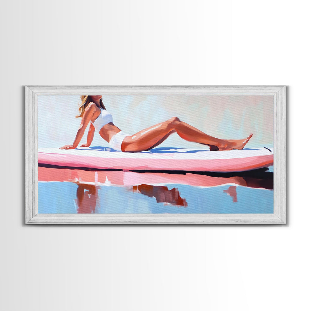 Coastal Woman, coastal wall art, beach painting, pastel art, nautical decor, surf wall art, canvas print