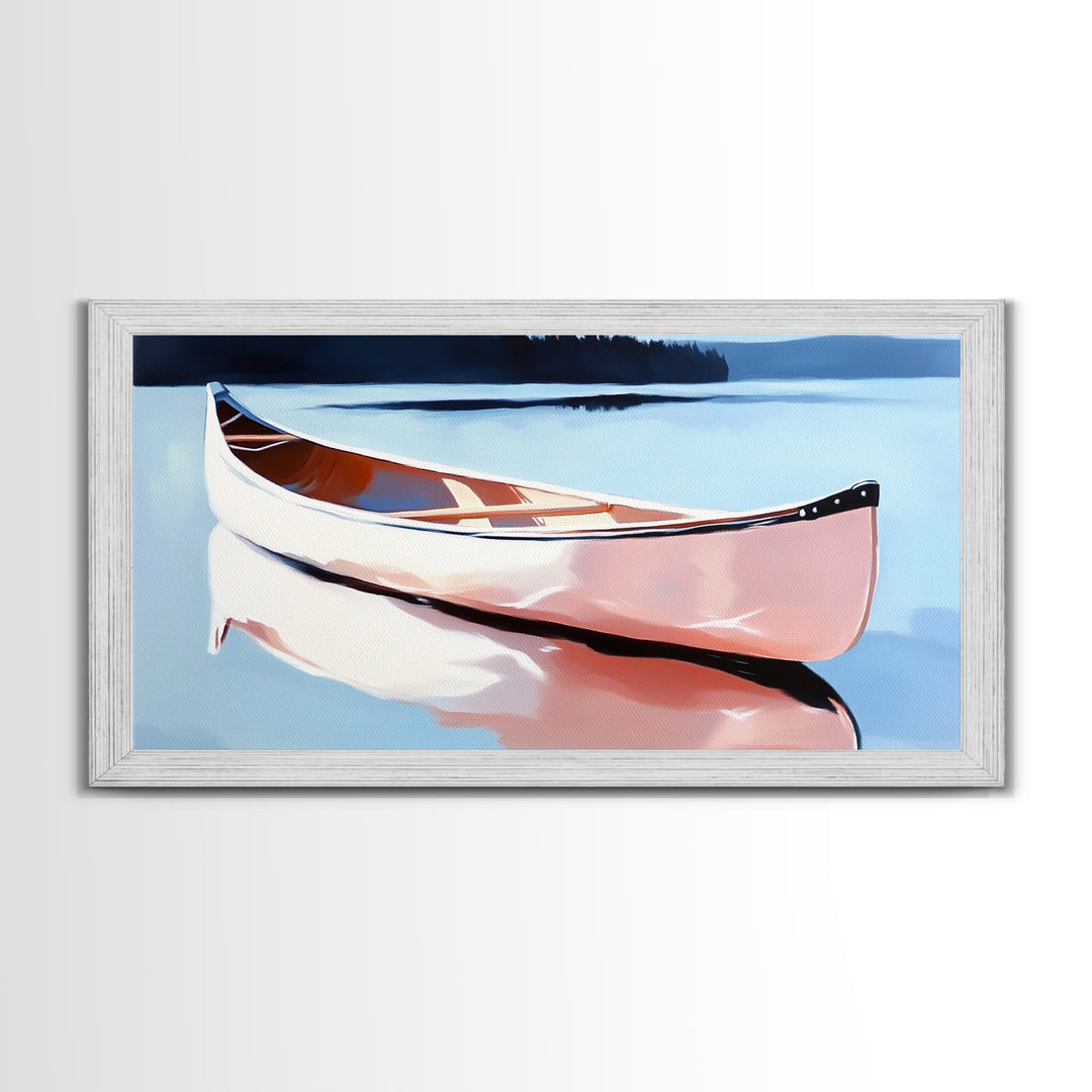 Canoe Lake, nautical wall art, rustic decor, lake Tahoe art, coastal landscape art, panoramic painting, canvas print