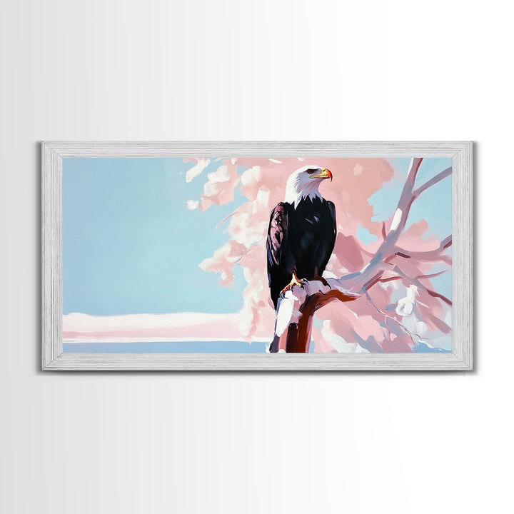 Bald Eagle, bird art, patriotic painting, wildlife painting, cherry blossom painting, vintage Christmas, canvas print