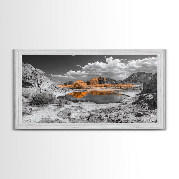 Desert Oasis Reflection Canvas Print Joshua Tree Art Southwest Wall Art Panoramic Art Above Sofa Art Gift Idea Rustic Wall Art