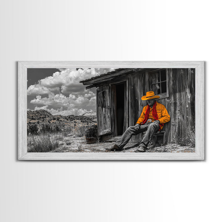 Cowboy Cabin Framed Canvas Print | Rustic Wall Art | Southwest Decor | Chicano Art | Above Couch Art | Moody Art | Western Landscape Art