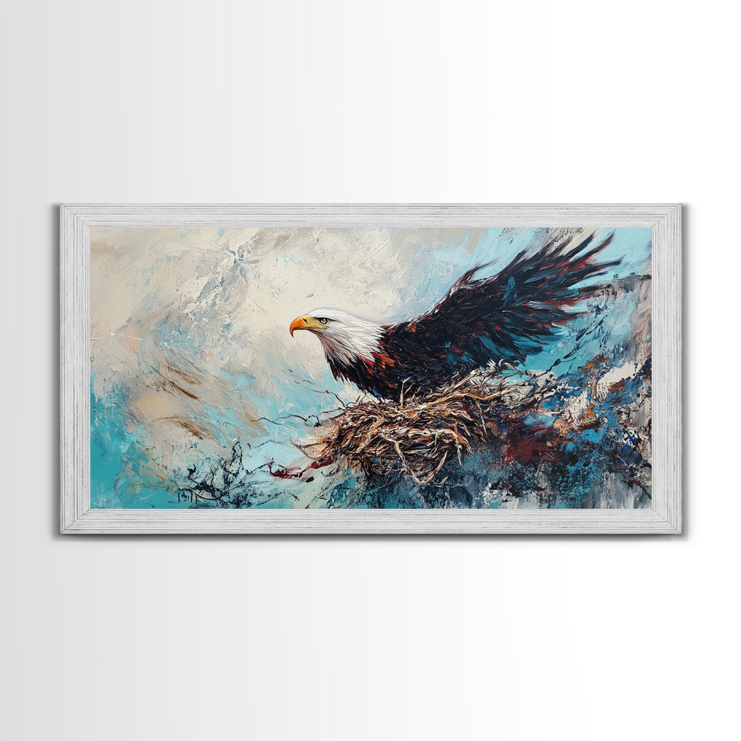 Bald Eagle, Bird Art, Rustic Decor, Wildlife Art, Mountain Painting, Southwest Wall Art, Living Room Art, Framed Canvas Print, Moody Art