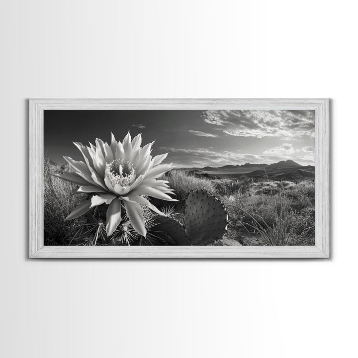 Cactus Bloom, botanical prints, wildflower painting, nature art, scenic mountain landscape, rustic wall art, southwest decor, Framed Canvas Print