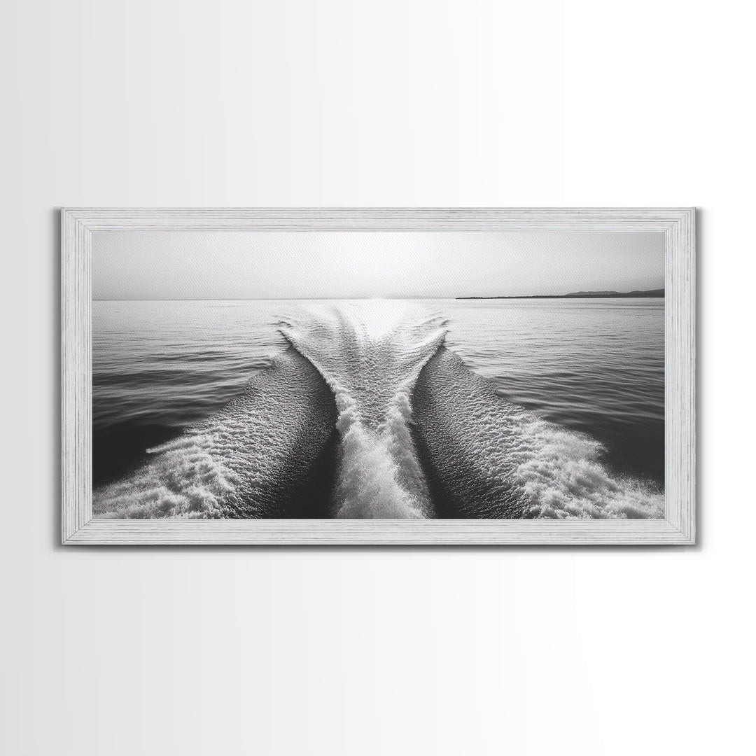 Nautical painting, ocean waves, coastal decor, seascape painting, panoramic art, extra wide art, framed canvas print