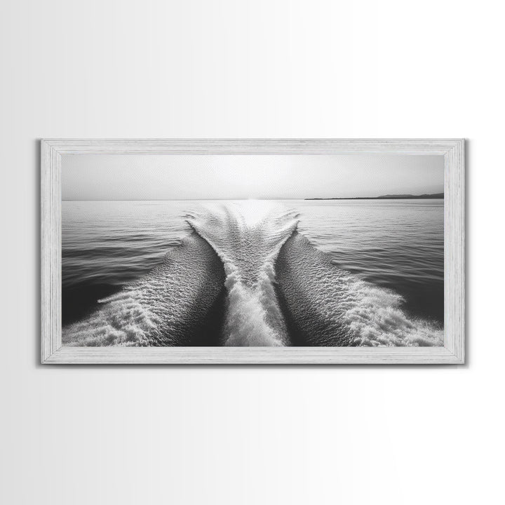 Nautical painting, ocean waves, coastal decor, seascape painting, panoramic art, extra wide art, framed canvas print
