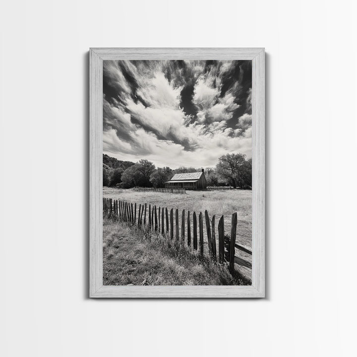 Abandoned Cabin, rustic wall art, farmhouse decor, moody art, countryside painting, wabi sabi art, framed canvas print, vintage wall decor
