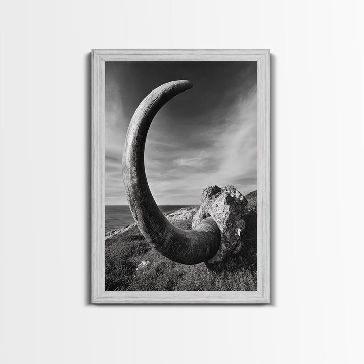 Ancient Horn, ozymandias art, rustic wall art, moody decor, nature landscape art, wabi sabi art, framed canvas print, farmhouse decor