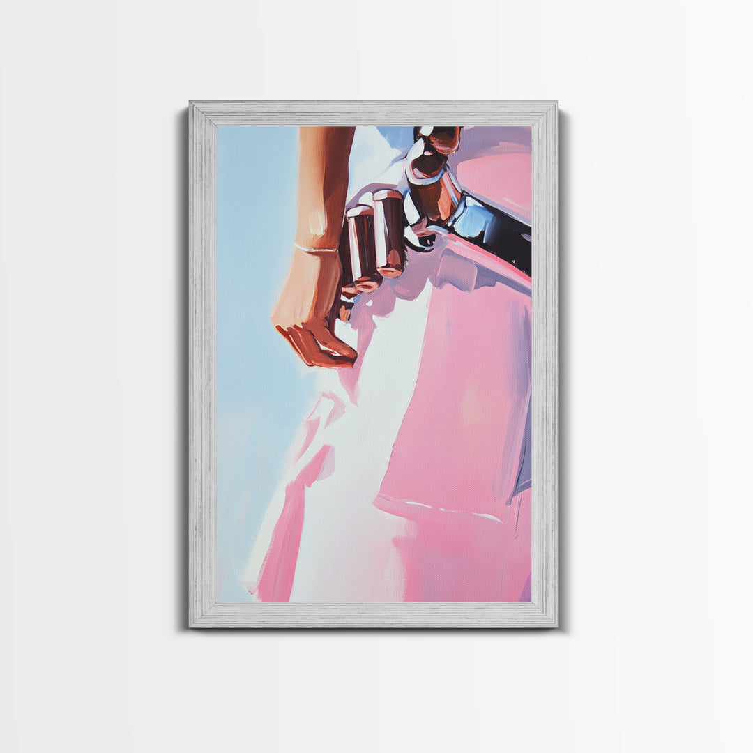 Pink cowgirl, western belt, black cowgirl painting, light pink wall art, southwestern art, cowboy aesthetic, framed canvas print, rustic art