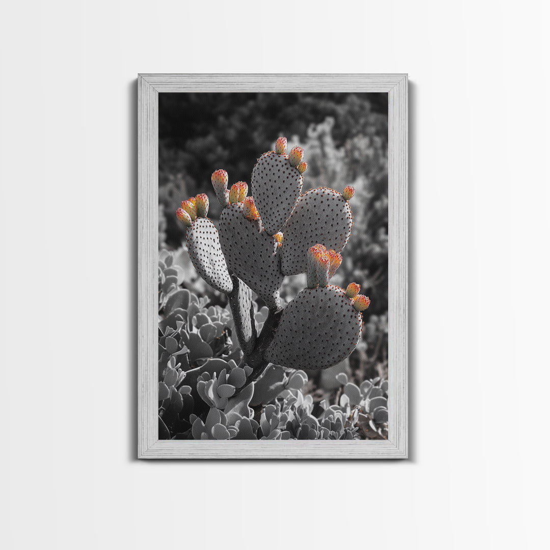 Desert cactus, southwest wall art, Joshua tree art, framed canvas print, botanical prints, rustic boho decor, floral desert painting