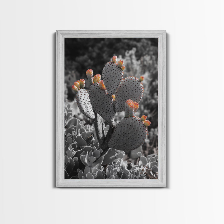 Desert cactus, southwest wall art, Joshua tree art, framed canvas print, botanical prints, rustic boho decor, floral desert painting